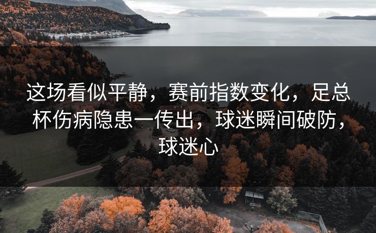 这场看似平静，赛前指数变化，足总杯伤病隐患一传出，球迷瞬间破防，球迷心