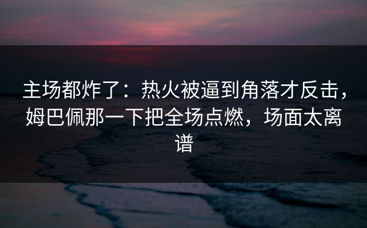 主场都炸了：热火被逼到角落才反击，姆巴佩那一下把全场点燃，场面太离谱