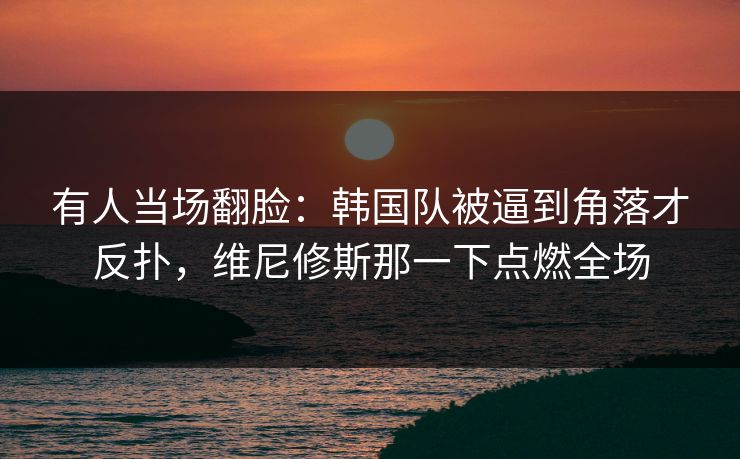 有人当场翻脸：韩国队被逼到角落才反扑，维尼修斯那一下点燃全场  第1张