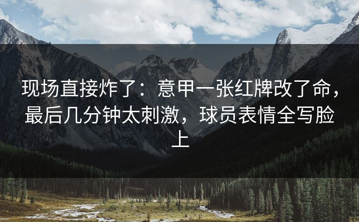 现场直接炸了：意甲一张红牌改了命，最后几分钟太刺激，球员表情全写脸上