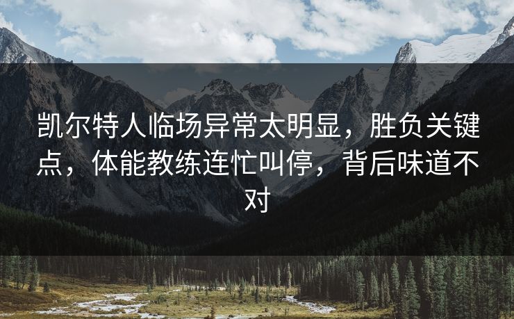 凯尔特人临场异常太明显，胜负关键点，体能教练连忙叫停，背后味道不对