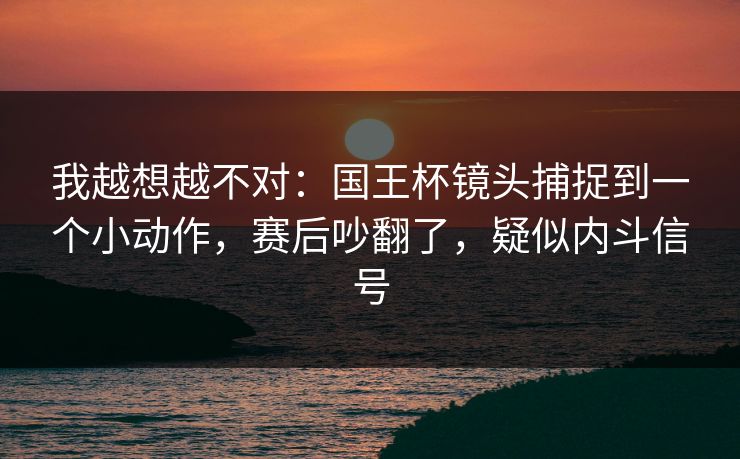 我越想越不对：国王杯镜头捕捉到一个小动作，赛后吵翻了，疑似内斗信号