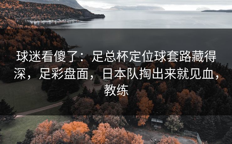 球迷看傻了：足总杯定位球套路藏得深，足彩盘面，日本队掏出来就见血，教练